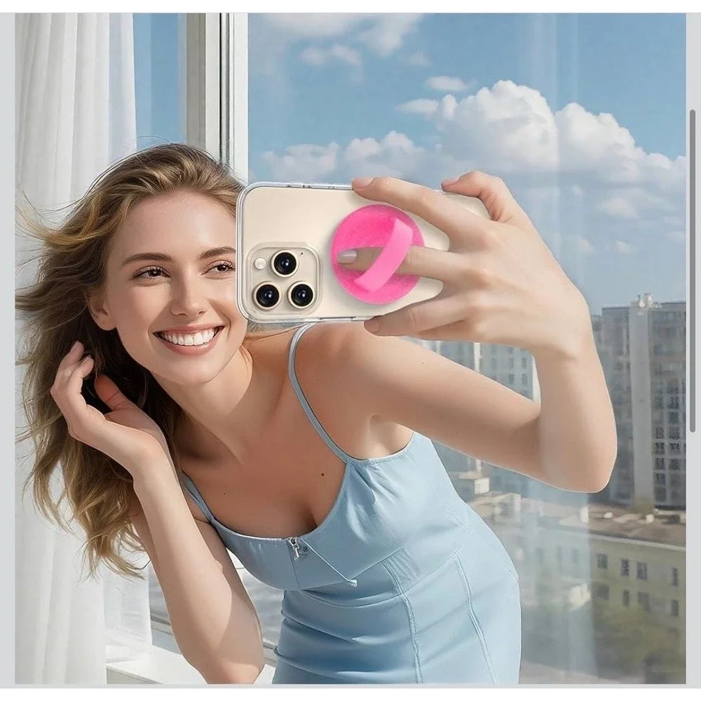 Magnetic Silicone Phone Ring Grip‎ for MagSafe, 360 Degree , Pink Glitter
